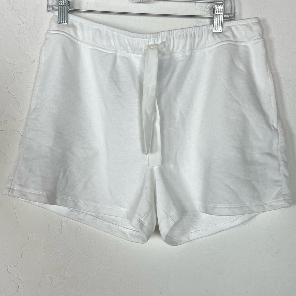 Banana Republic Knit Shorts Pull On Elastic‎ Waist Solid White Terry Cloth Knit